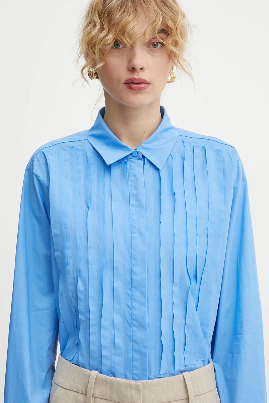 Βαμβακερό πουκάμισο Bruuns Bazaar χρώμα: μπλε, BBW4202 φωτογραφία