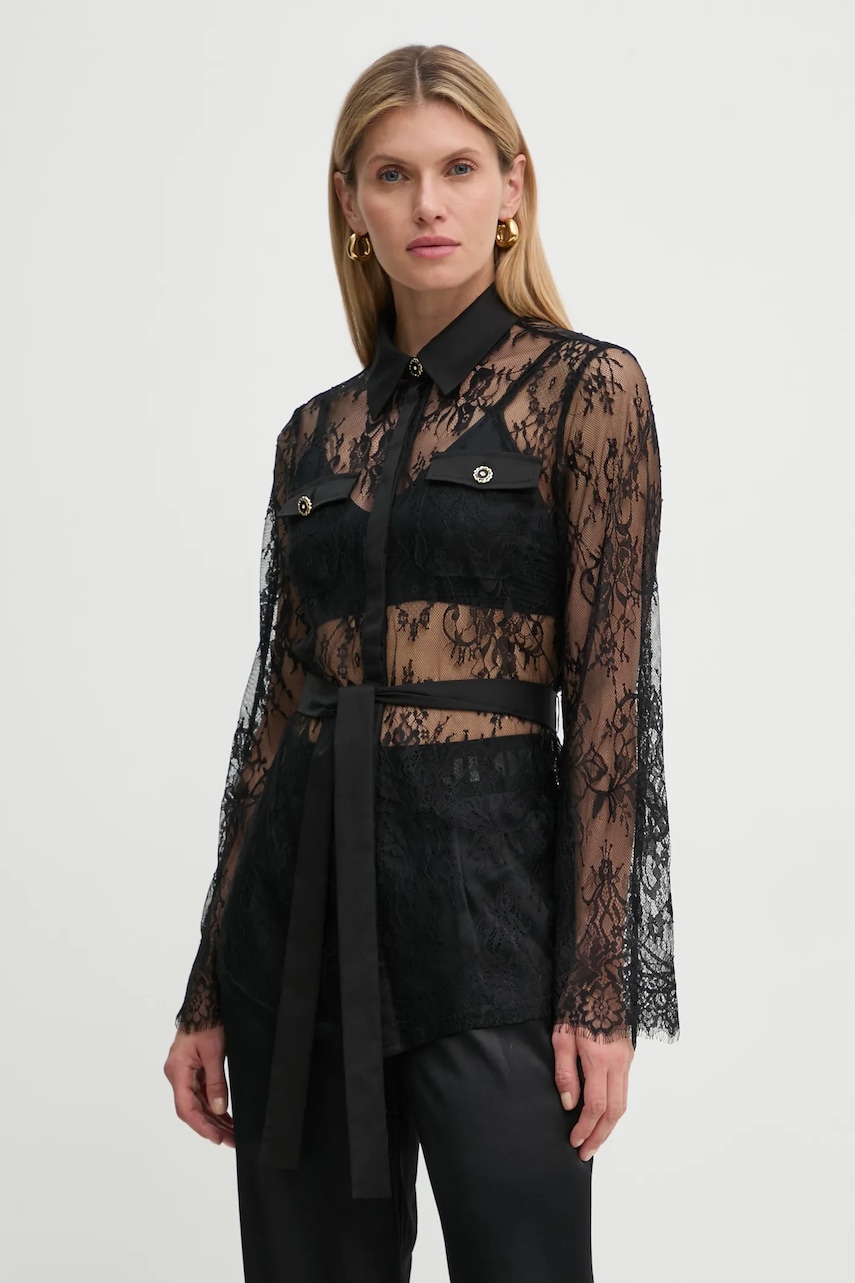Bruuns Bazaar cămașă femei, culoarea negru, cu guler clasic, regular fit, BBW4208 Bruuns Bazaar cămașă femei, culoarea negru, cu guler clasic, regular fit, BBW4208