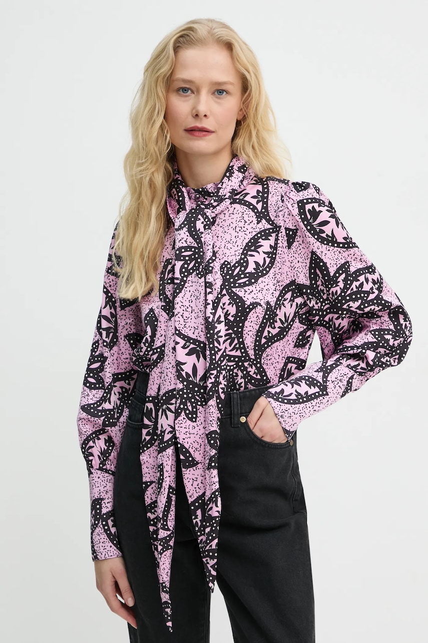 Bruuns Bazaar camasa femei, culoarea roz, cu un decolteu legat, regular, BBW4262 Bruuns Bazaar camasa femei, culoarea roz, cu un decolteu legat, regular, BBW4262