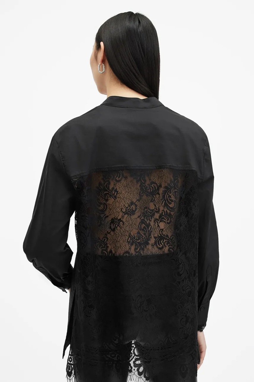 Сорочка AllSaints ETHEL LACE жіноча колір чорний regular зі стійкою W085PB 