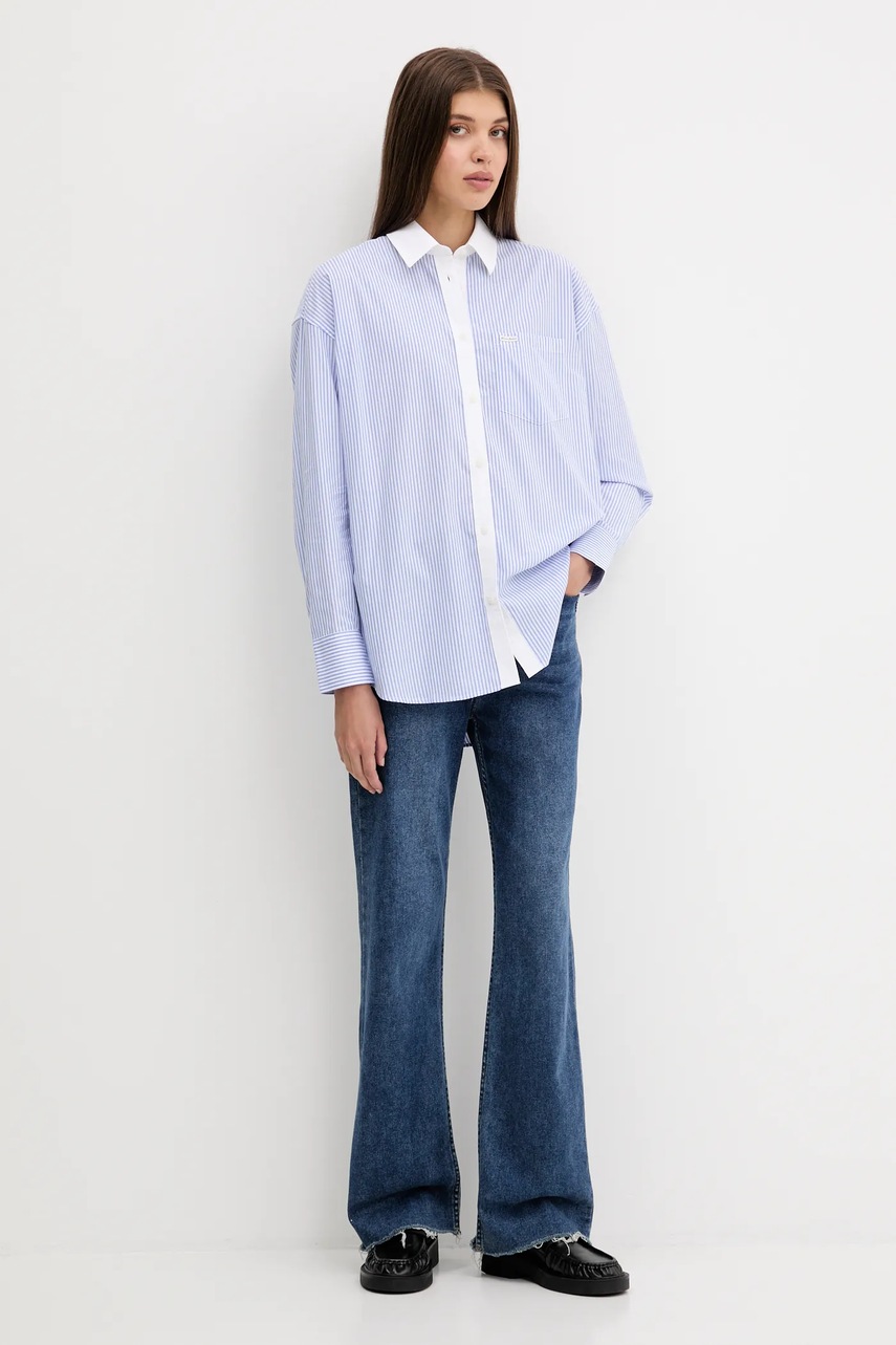 Хлопковая рубашка Guess Jeans relaxed классический воротник W5RH94 WGZ11