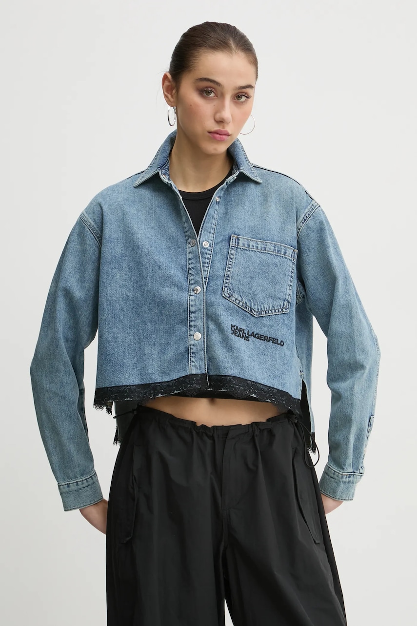 Karl Lagerfeld Jeans camasa din bumbac femei, cu guler clasic, relaxed, A1W11034 Karl Lagerfeld Jeans camasa din bumbac femei, cu guler clasic, relaxed, A1W11034