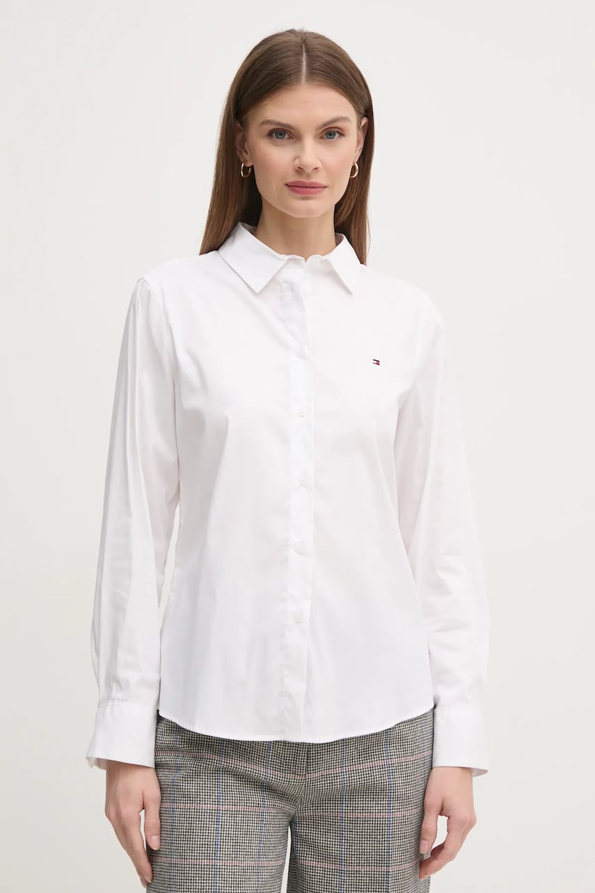 Košile Tommy Hilfiger dámská, bílá barva, regular, s klasickým límcem, WW0WW44084