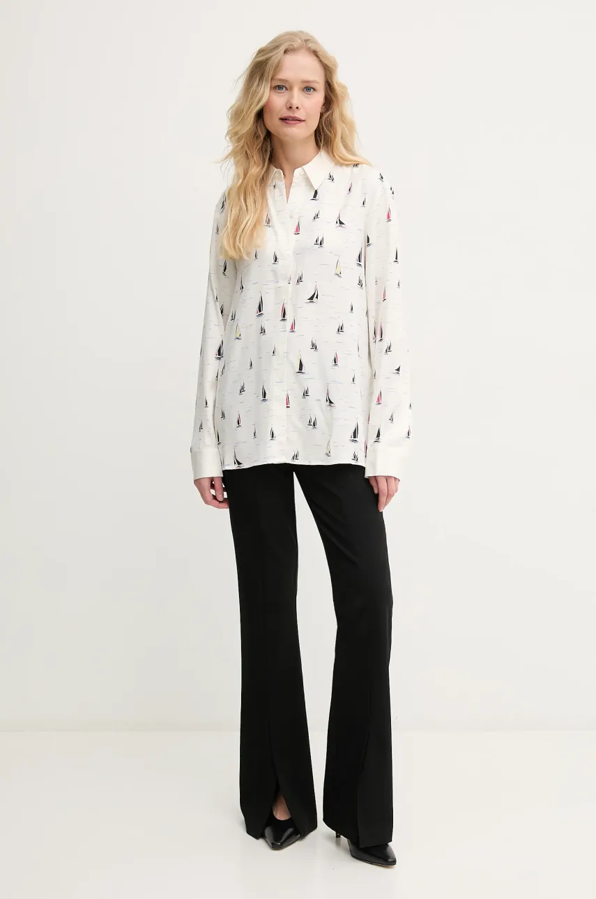 Рубашка Tommy Hilfiger женская цвет бежевый regular классический воротник WW0WW44036 Рубашка Tommy Hilfiger женская цвет бежевый regular классический воротник WW0WW44036