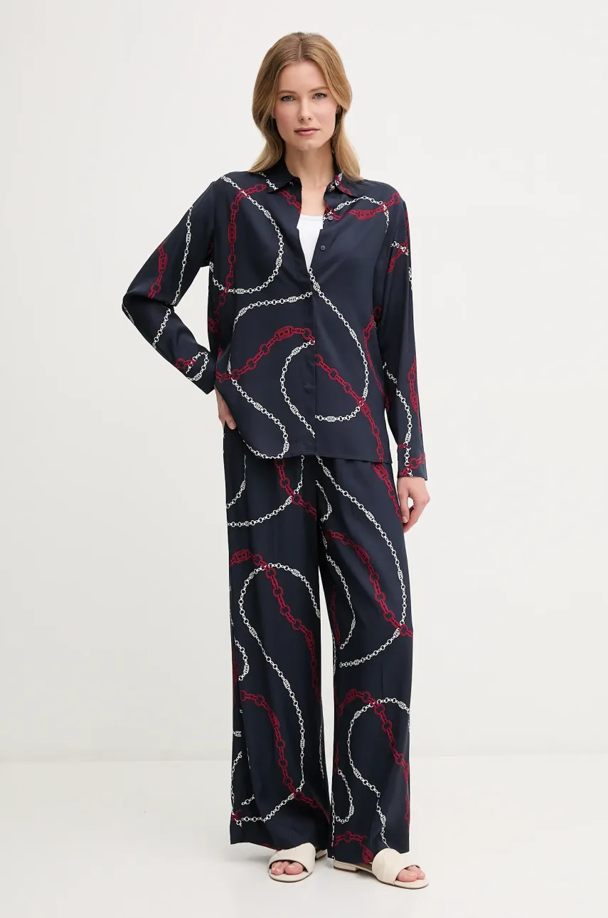 Рубашка Tommy Hilfiger женская цвет синий relaxed классический воротник WW0WW44045 Рубашка Tommy Hilfiger женская цвет синий relaxed классический воротник WW0WW44045