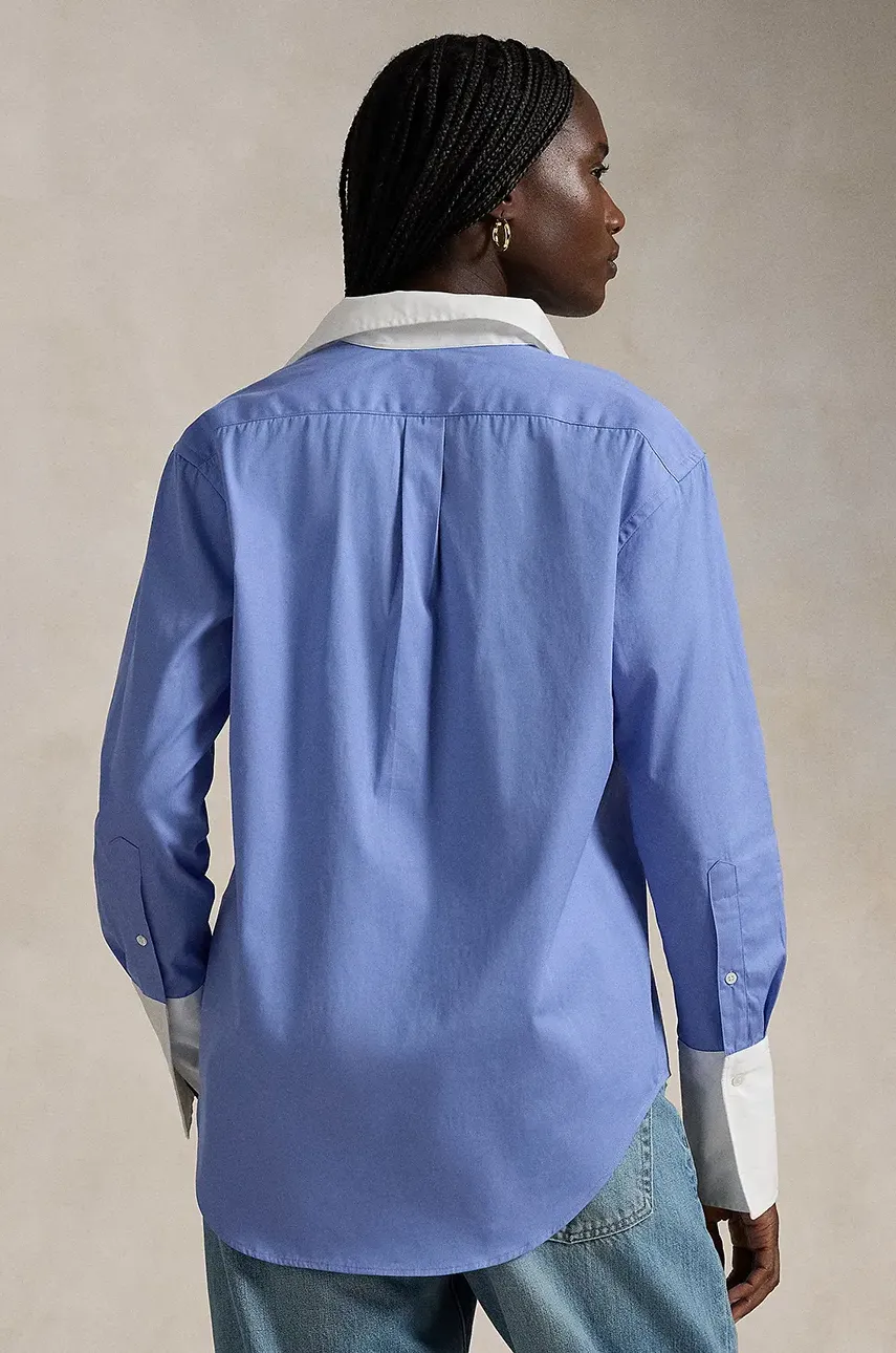 Хлопковая рубашка Polo Ralph Lauren женская relaxed классический воротник 211891426 Хлопковая рубашка Polo Ralph Lauren женская relaxed классический воротник 211891426