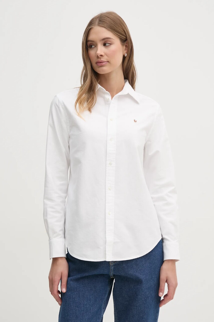Levně Bavlněná košile Polo Ralph Lauren bílá barva, relaxed, s klasickým límcem, 211970736