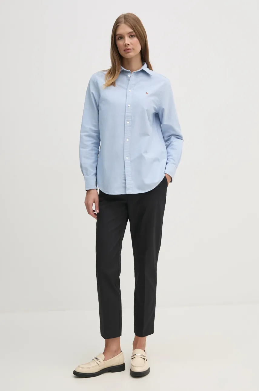 Хлопковая рубашка Polo Ralph Lauren женская relaxed классический воротник 211970736 Хлопковая рубашка Polo Ralph Lauren женская relaxed классический воротник 211970736