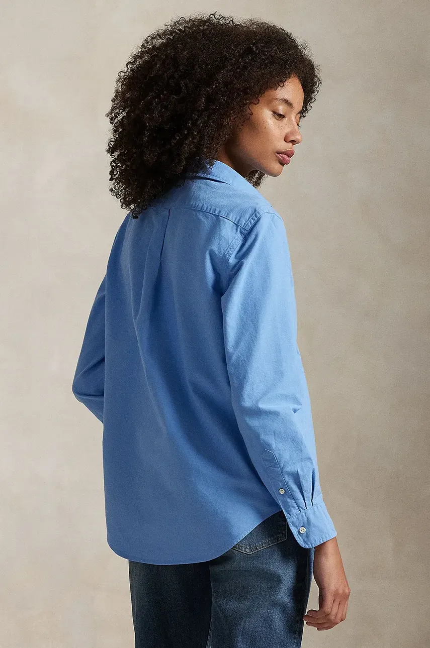 Хлопковая рубашка Polo Ralph Lauren женская relaxed классический воротник 211970737 Хлопковая рубашка Polo Ralph Lauren женская relaxed классический воротник 211970737