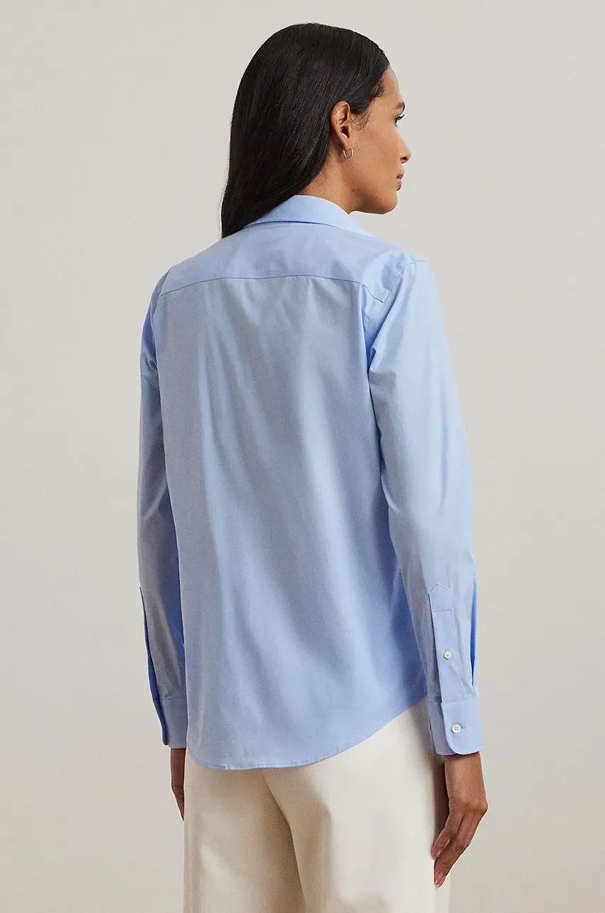 Хлопковая рубашка Lauren Ralph Lauren женская slim классический воротник 200684553 Хлопковая рубашка Lauren Ralph Lauren женская slim классический воротник 200684553