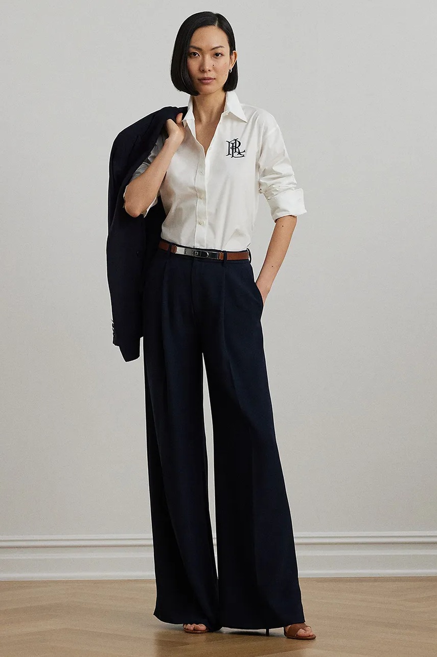 Бавовняна сорочка Lauren Ralph Lauren жіноча колір білий relaxed класичний комір 200932538 