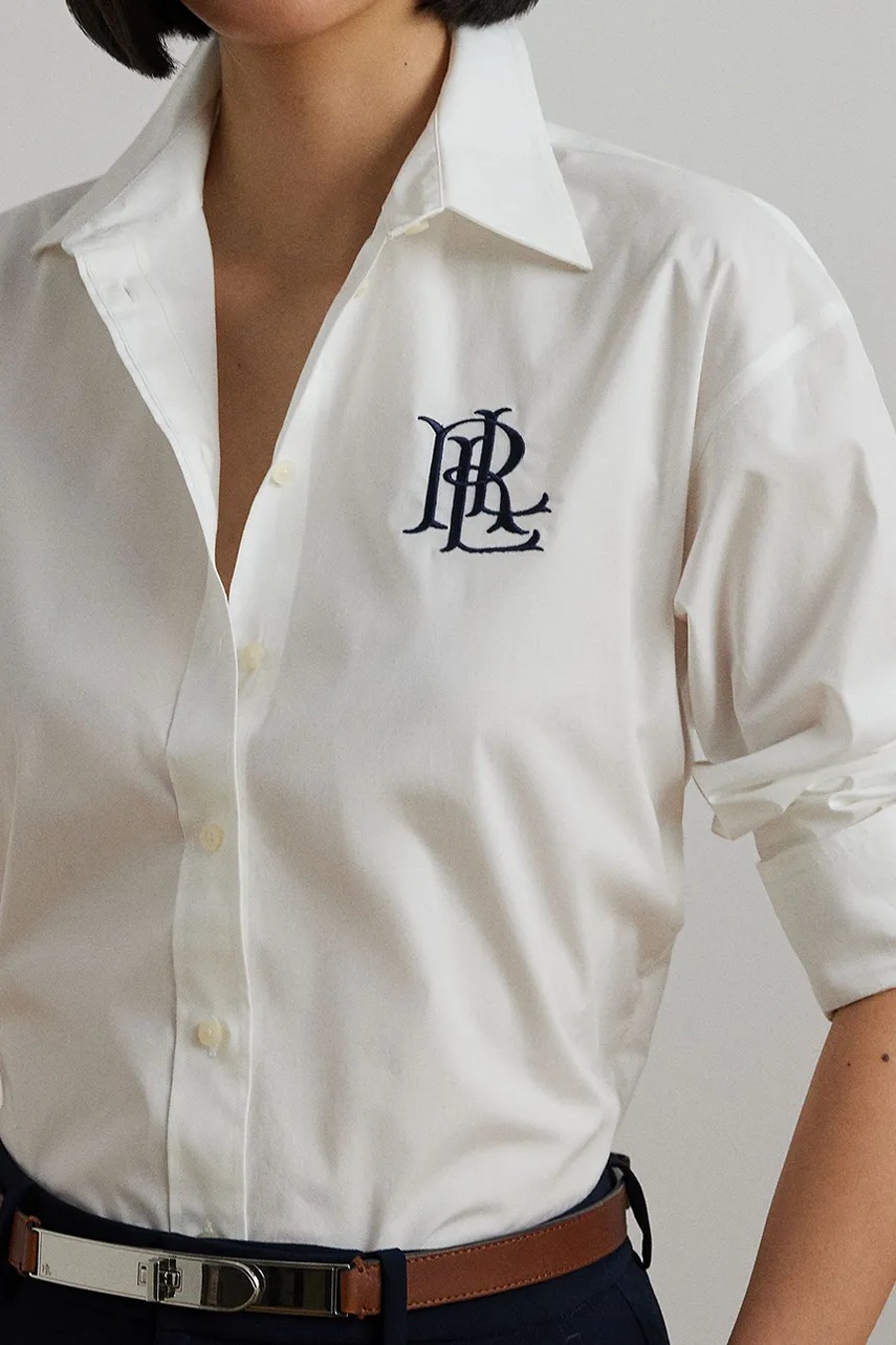Бавовняна сорочка Lauren Ralph Lauren жіноча колір білий relaxed класичний комір 200932538 