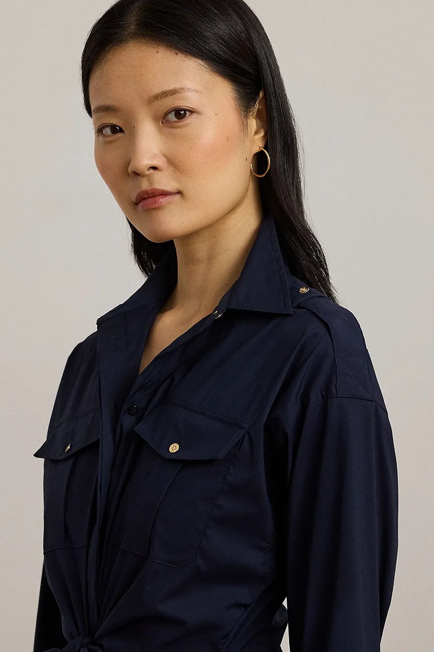 Сорочка Lauren Ralph Lauren жіноча колір синій slim класичний комір 200957112 