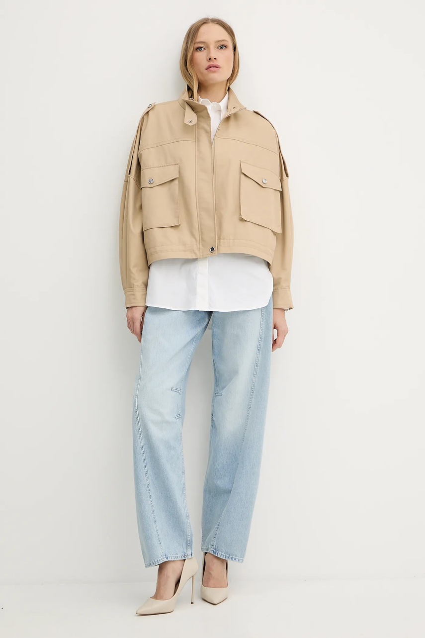 Хлопковая рубашка Pinko цвет белый relaxed классический воротник 102476 A2CR