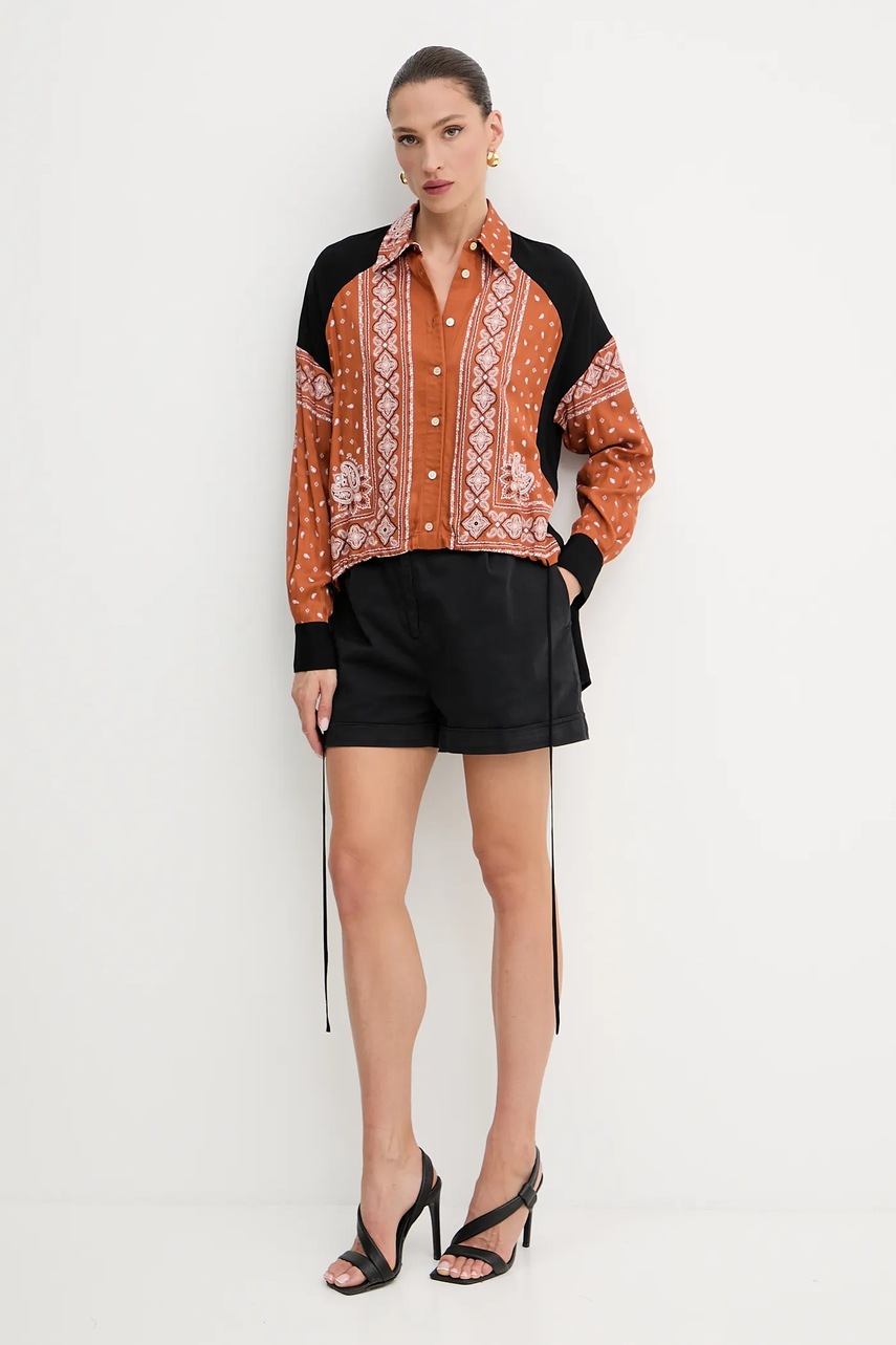 Рубашка Pinko цвет оранжевый relaxed классический воротник 104664 A2CK Рубашка Pinko цвет оранжевый relaxed классический воротник 104664 A2CK