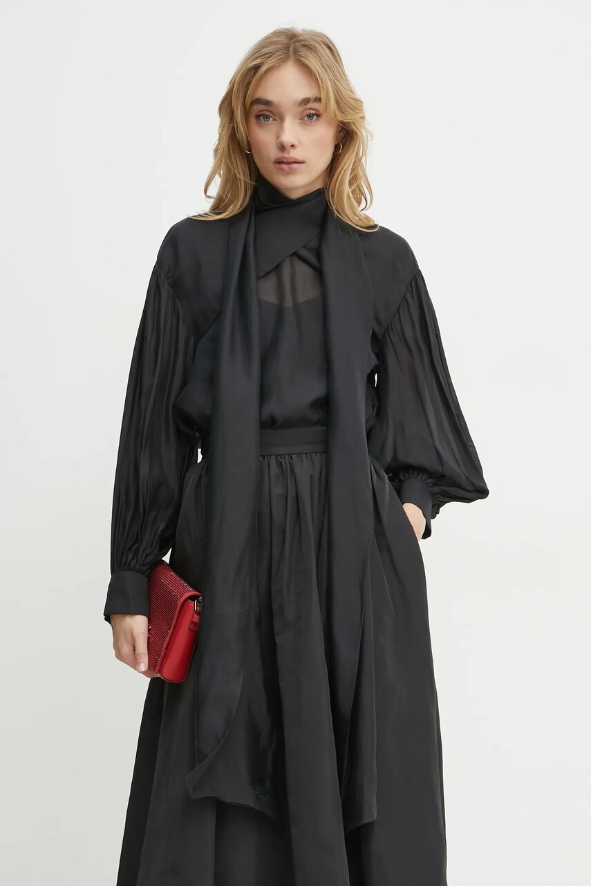 Karl Lagerfeld bluza femei, culoarea negru, uni, A1W11015