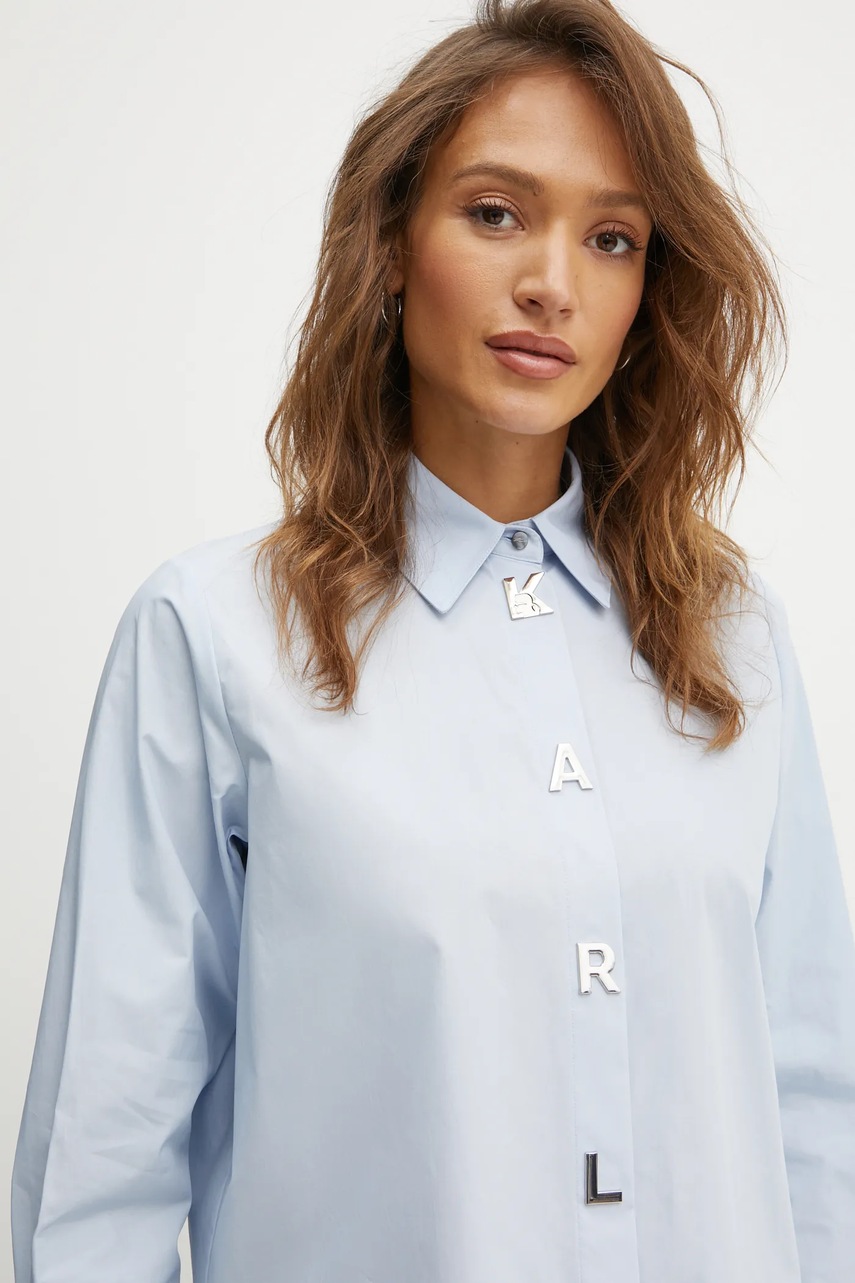 Karl Lagerfeld camasa din bumbac femei, cu guler clasic, regular, A1W11026