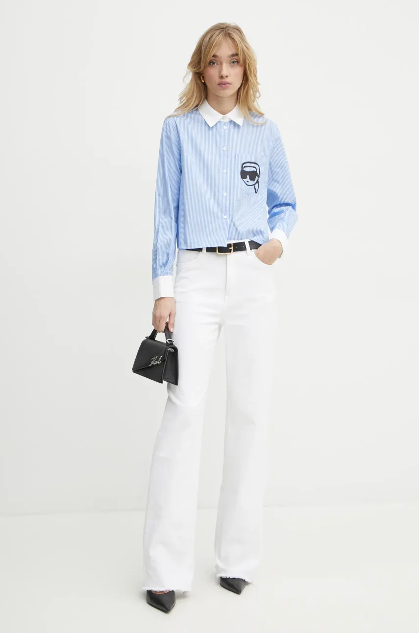 Хлопковая рубашка Karl Lagerfeld женская regular классический воротник A1W11037 Хлопковая рубашка Karl Lagerfeld женская regular классический воротник A1W11037