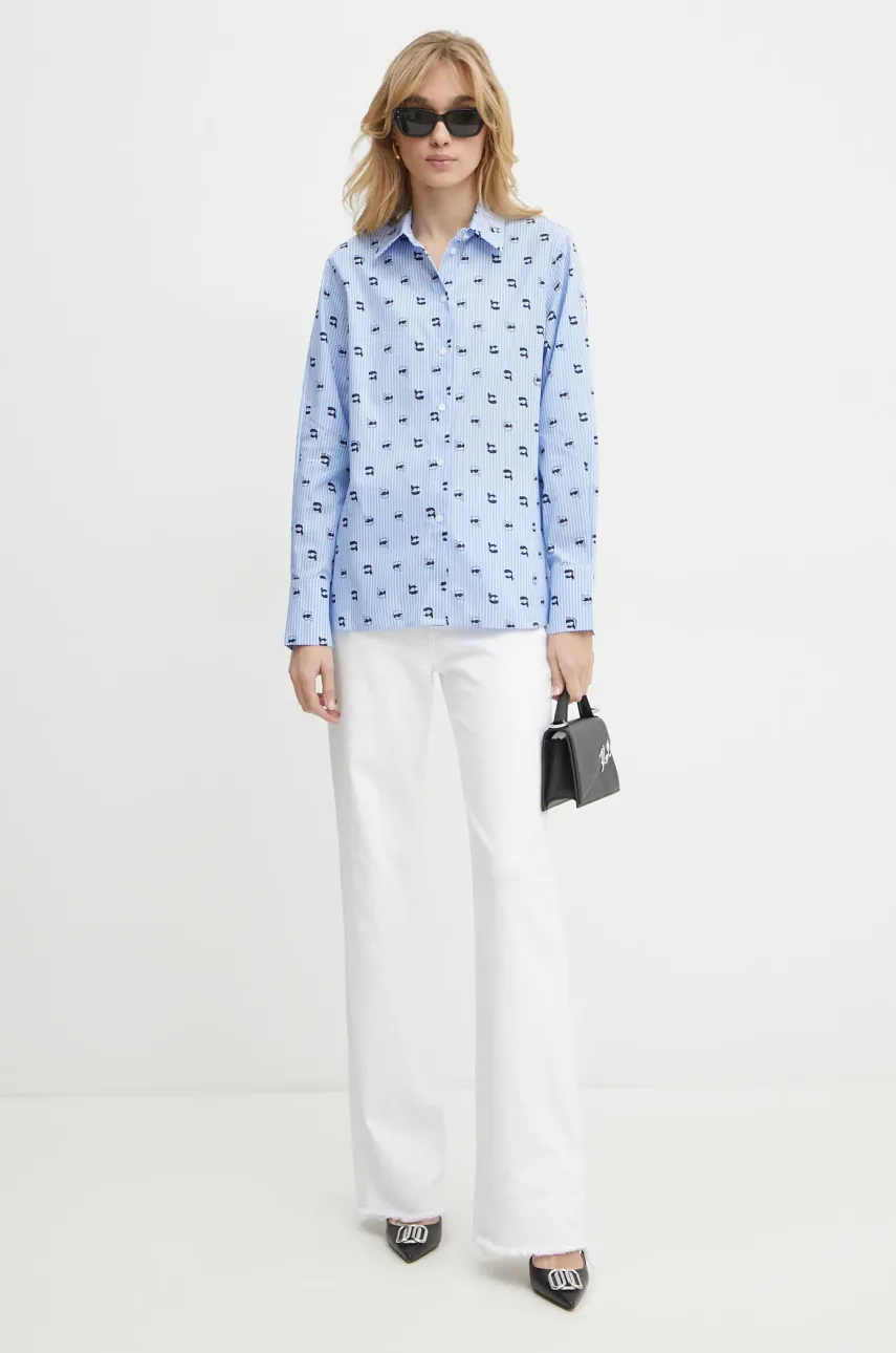 Хлопковая рубашка Karl Lagerfeld женская relaxed классический воротник A1W11038 Хлопковая рубашка Karl Lagerfeld женская relaxed классический воротник A1W11038