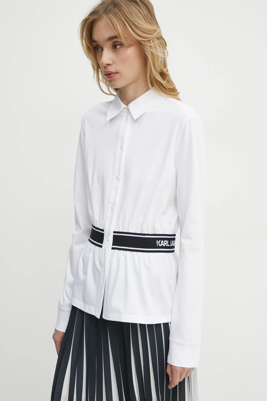 Бавовняна сорочка Karl Lagerfeld жіноча колір білий regular класичний комір A1W17067 
