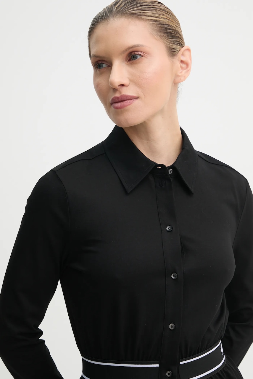 Karl Lagerfeld cămașă din bumbac femei, culoarea negru, cu guler clasic, regular, A1W17067 Karl Lagerfeld cămașă din bumbac femei, culoarea negru, cu guler clasic, regular, A1W17067