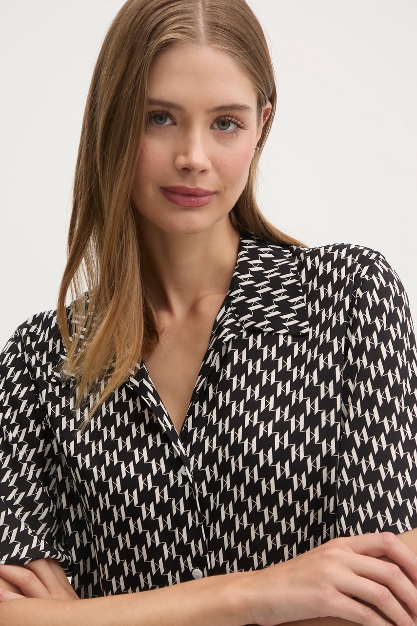 Сорочка Karl Lagerfeld жіноча колір чорний regular класичний комір A1W46044 