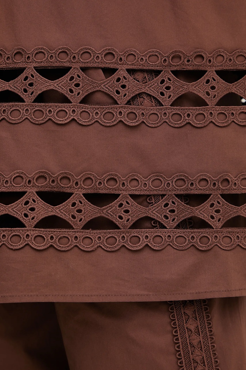 Βαμβακερό πουκάμισο Twinset χρώμα: καφέ, 251LB2KBB φωτογραφία