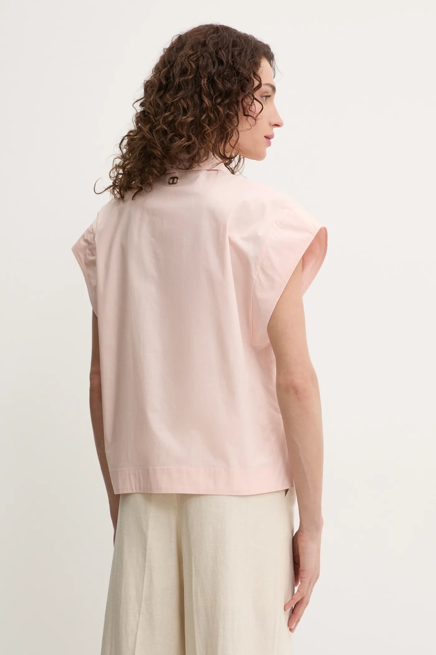 Twinset pamut ing női, galléros, bézs, relaxed, 251TP2171 termék 2. képe