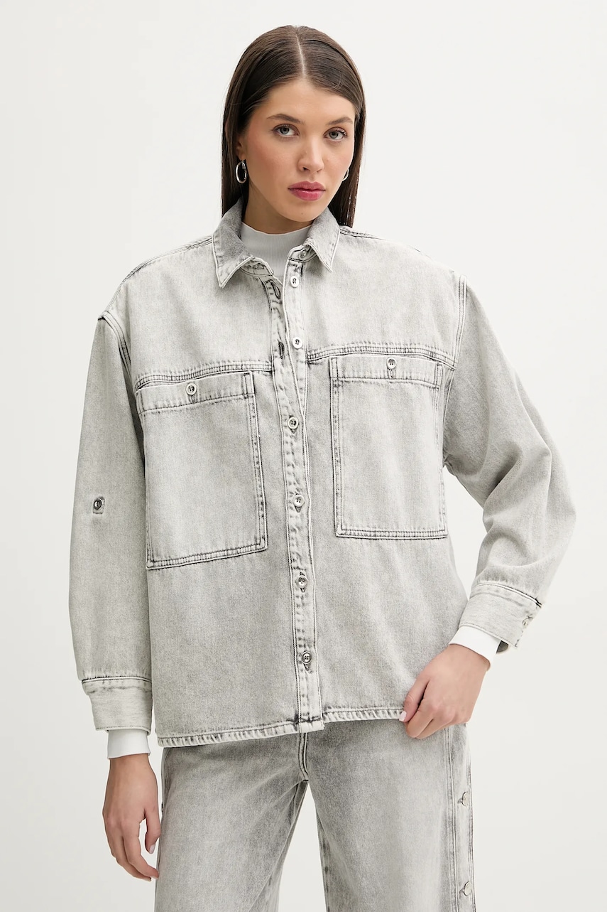 IRO camasa jeans femei, culoarea gri, cu guler clasic, relaxed, WP18ALYSSON IRO camasa jeans femei, culoarea gri, cu guler clasic, relaxed, WP18ALYSSON