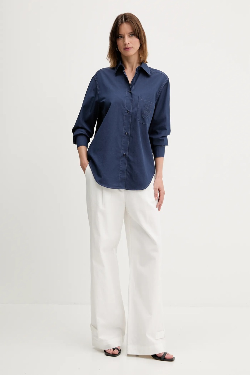 Рубашка Emporio Armani цвет синий regular классический воротник EW000739 AF12432 Рубашка Emporio Armani цвет синий regular классический воротник EW000739 AF12432