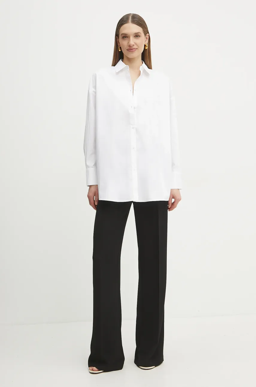 Хлопковая рубашка Armani Exchange женская цвет белый relaxed классический воротник XW000455 AF12812 Хлопковая рубашка Armani Exchange женская цвет белый relaxed классический воротник XW000455 AF12812