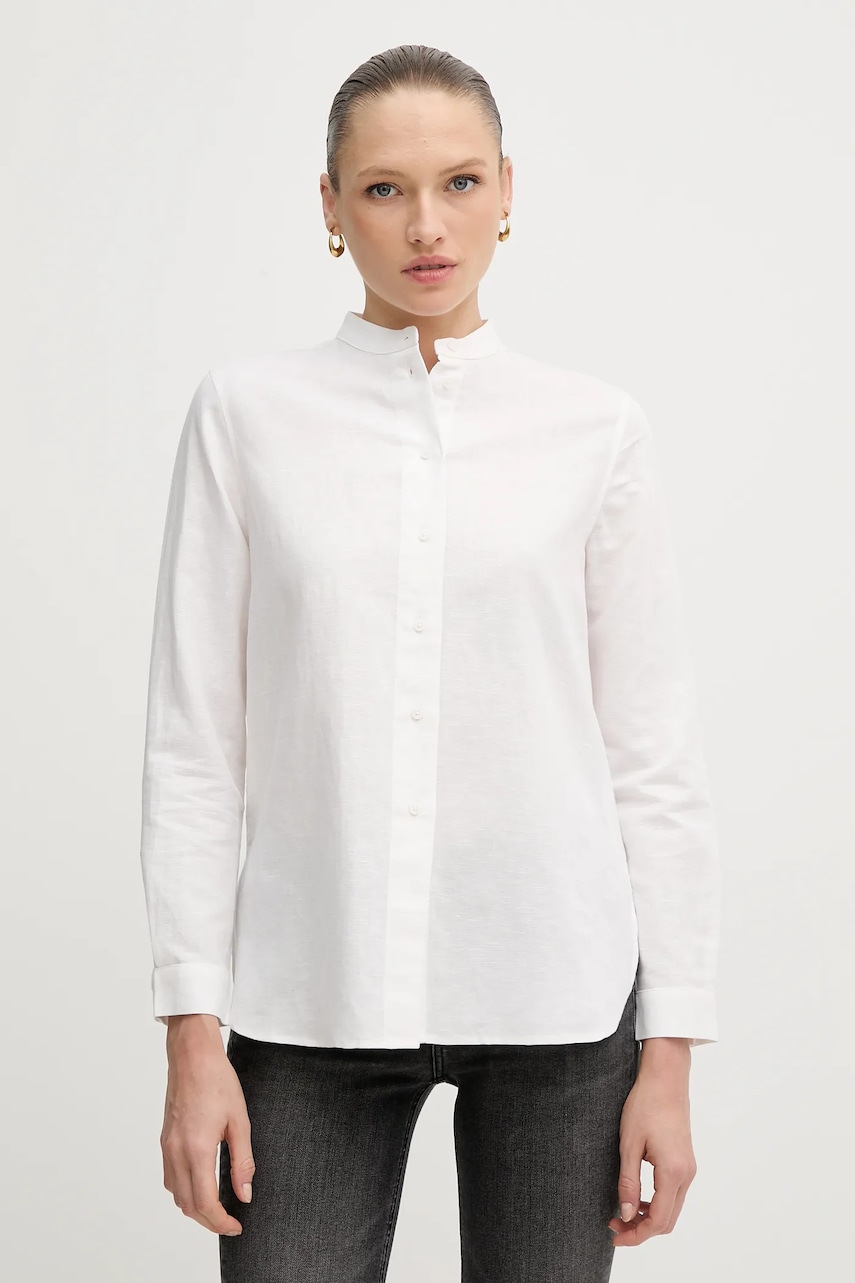 Armani Exchange camasa de in culoarea bej, cu guler stand-up, relaxed, XW000463 AF12814