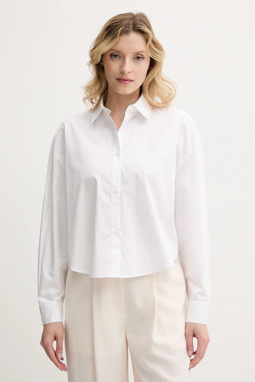 Armani Exchange camasa din bumbac culoarea alb, cu guler clasic, relaxed, XW001180 AF12812