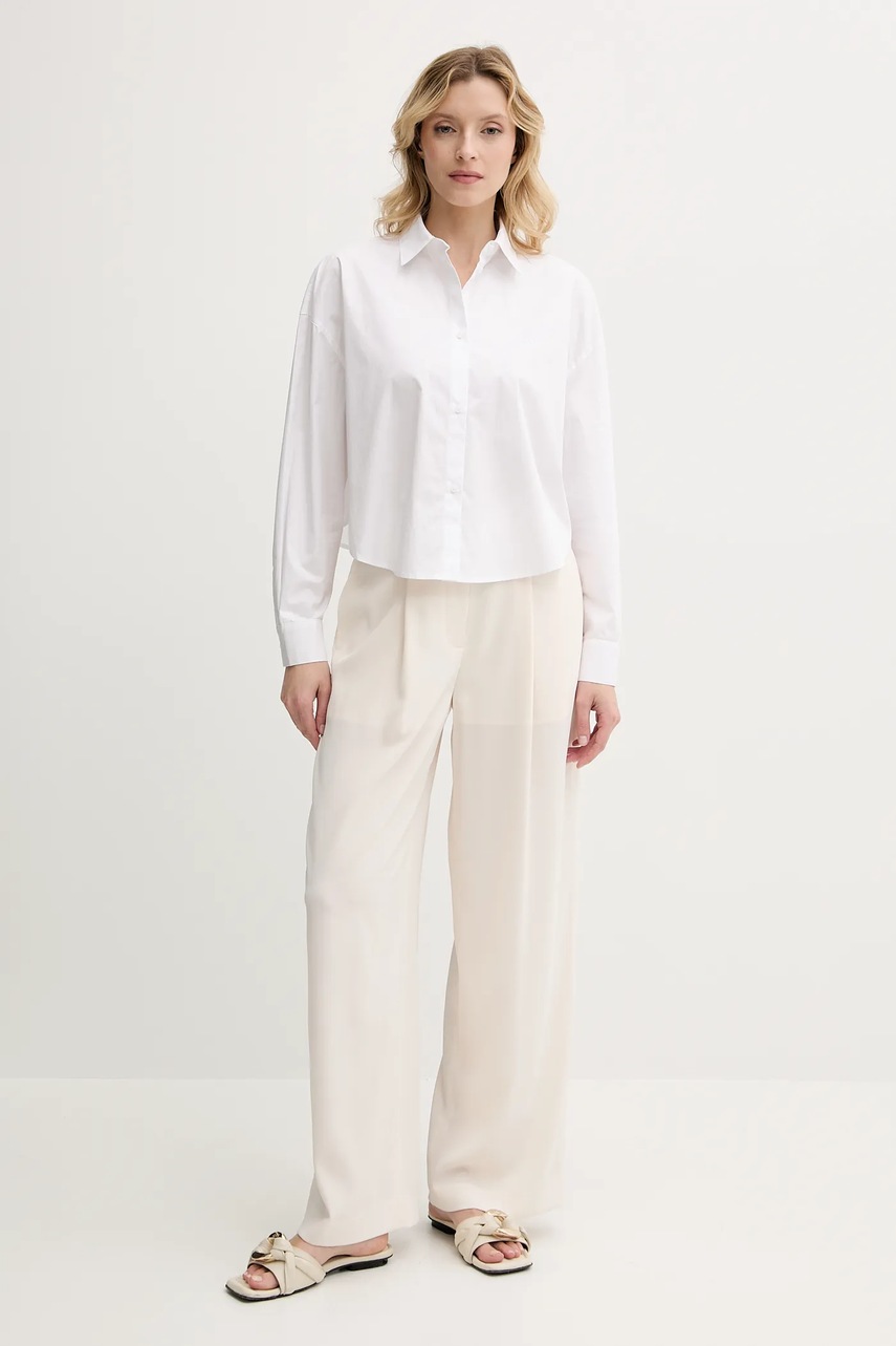 Хлопковая рубашка Armani Exchange цвет белый relaxed классический воротник XW001180 AF12812