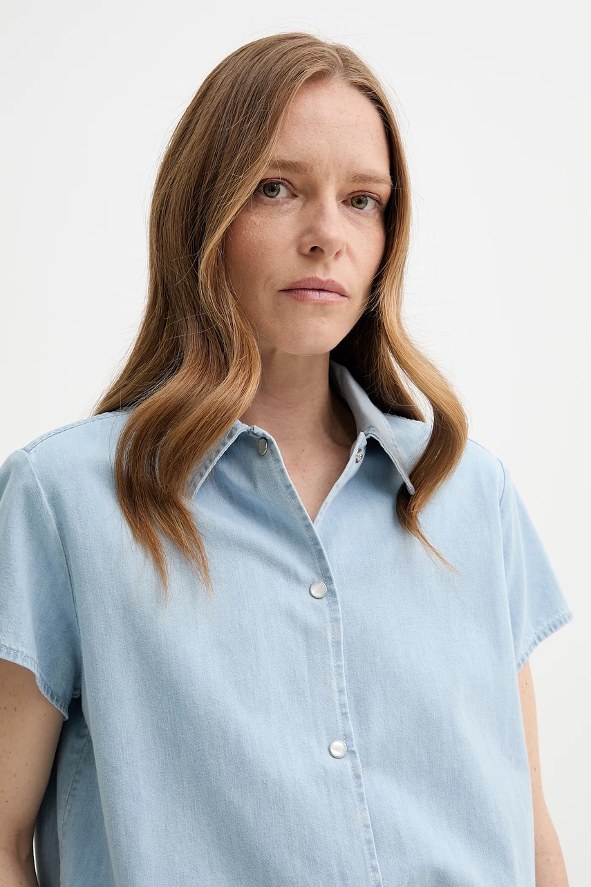 Džínová košile A.P.C. chemisette marina (obrázek 4)