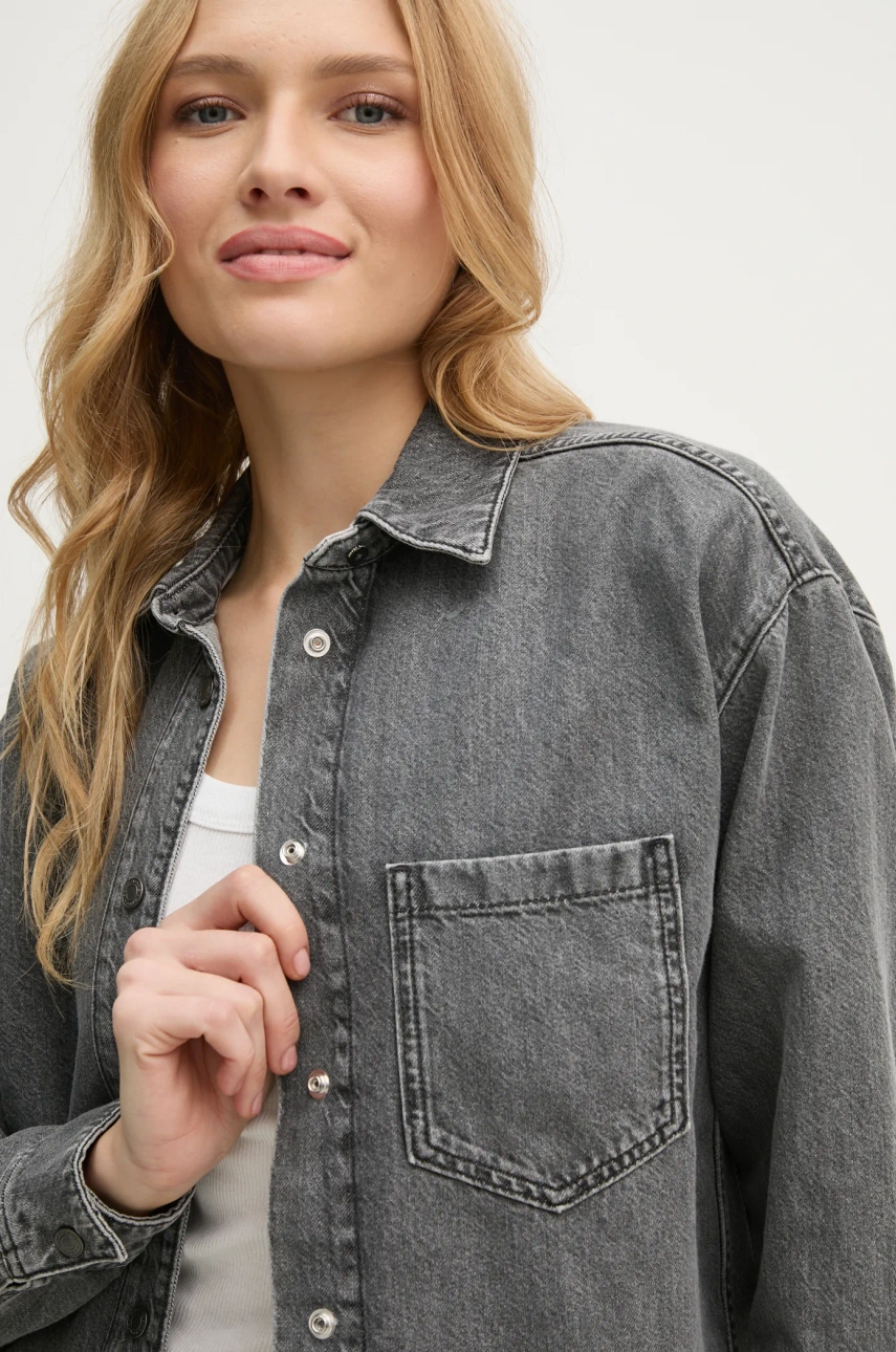 Jeans Srajca Pepe Jeans OVERSHIRT ženska, Siva Barva, PL304963UM9