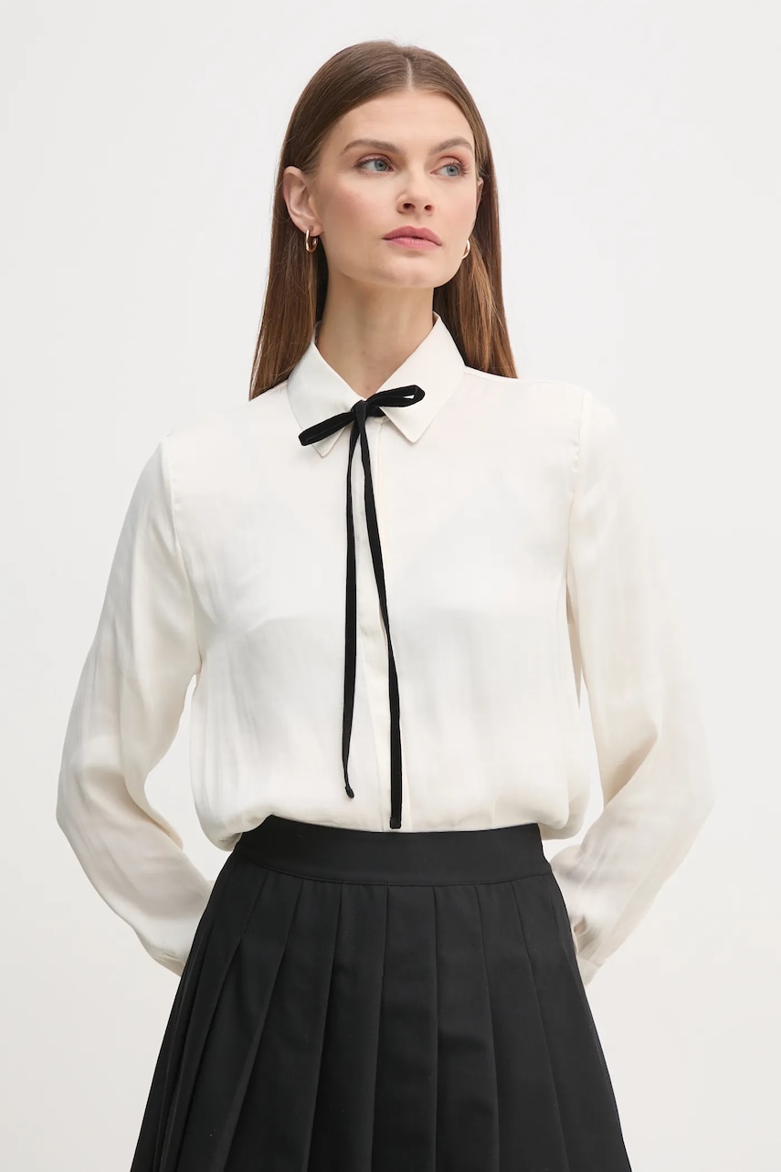 Pepe Jeans camasa ATHENEA femei, culoarea bej, cu guler clasic, regular, PL304970