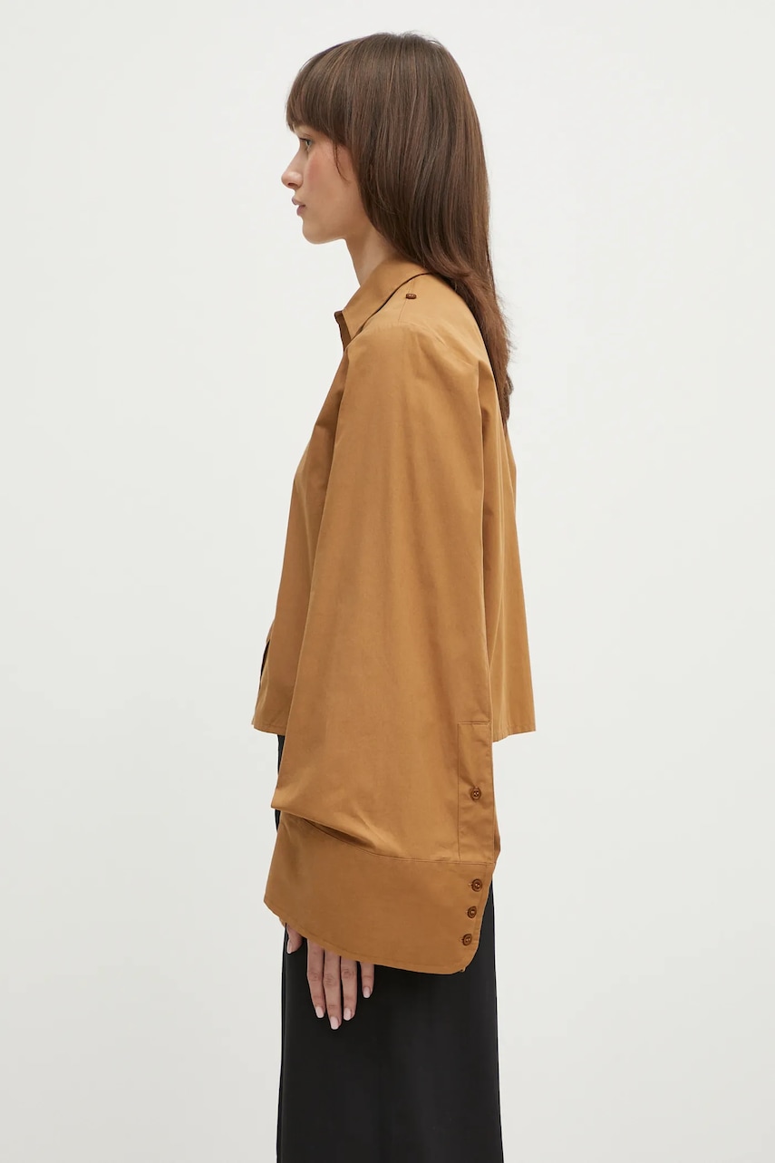 Хлопковая рубашка MM6 Maison Margiela женская цвет коричневый regular классический воротник S52DT0044 Хлопковая рубашка MM6 Maison Margiela женская цвет коричневый regular классический воротник S52DT0044