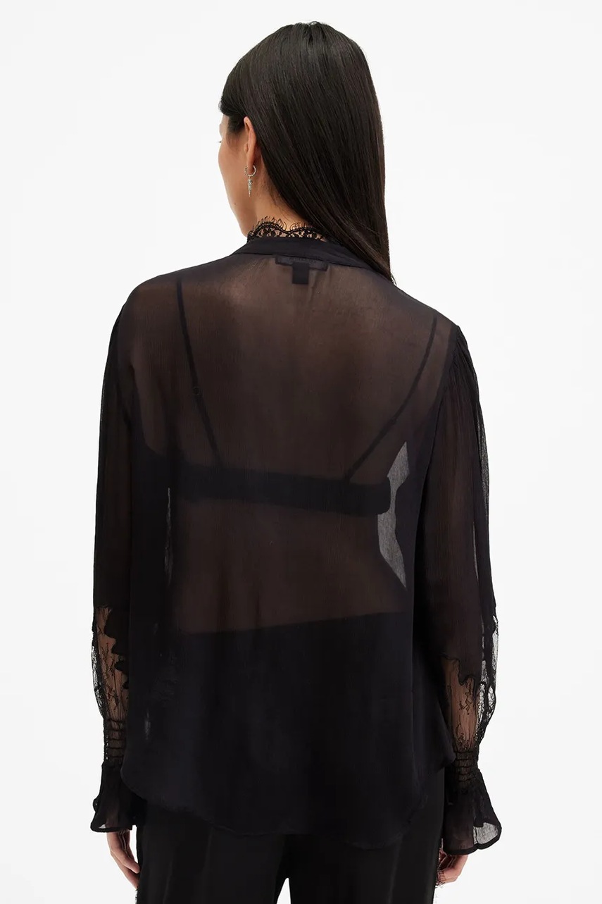 Сорочка AllSaints RORY жіноча колір чорний relaxed зі стійкою W062PB 