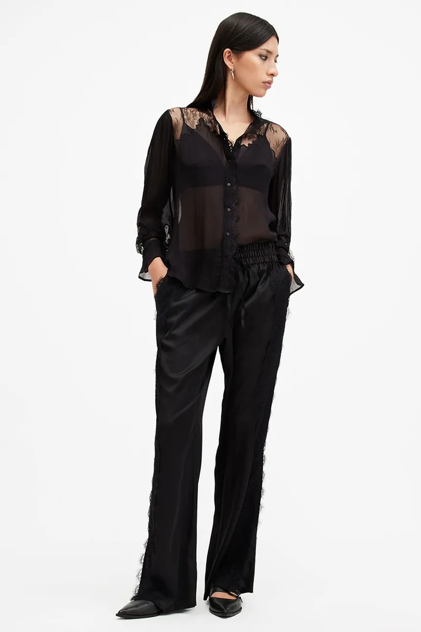 Сорочка AllSaints RORY жіноча колір чорний relaxed зі стійкою W062PB 