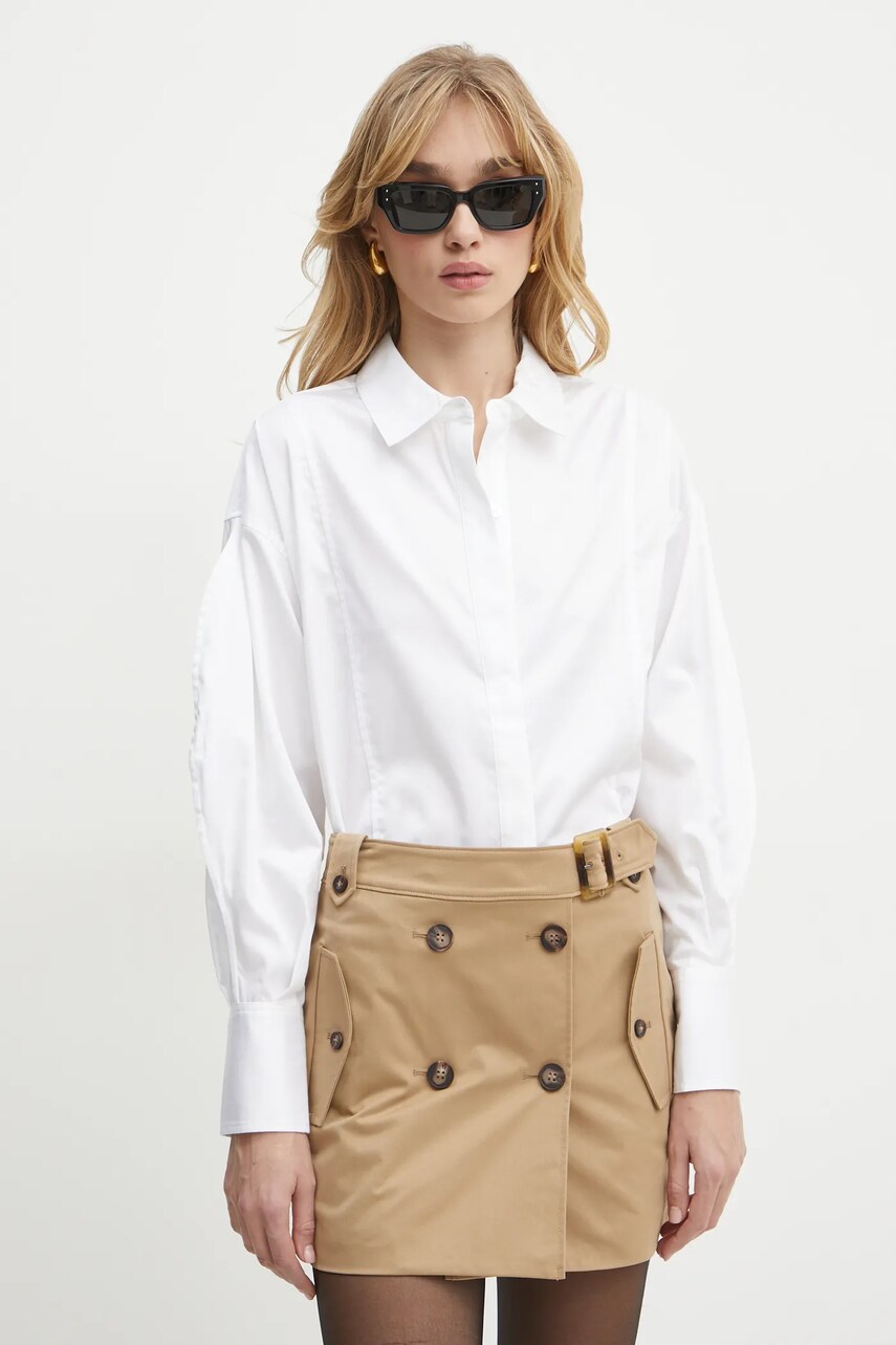 Levně Košile Guess AMA dámská, béžová barva, regular, s klasickým límcem, W5RH58 WAF10