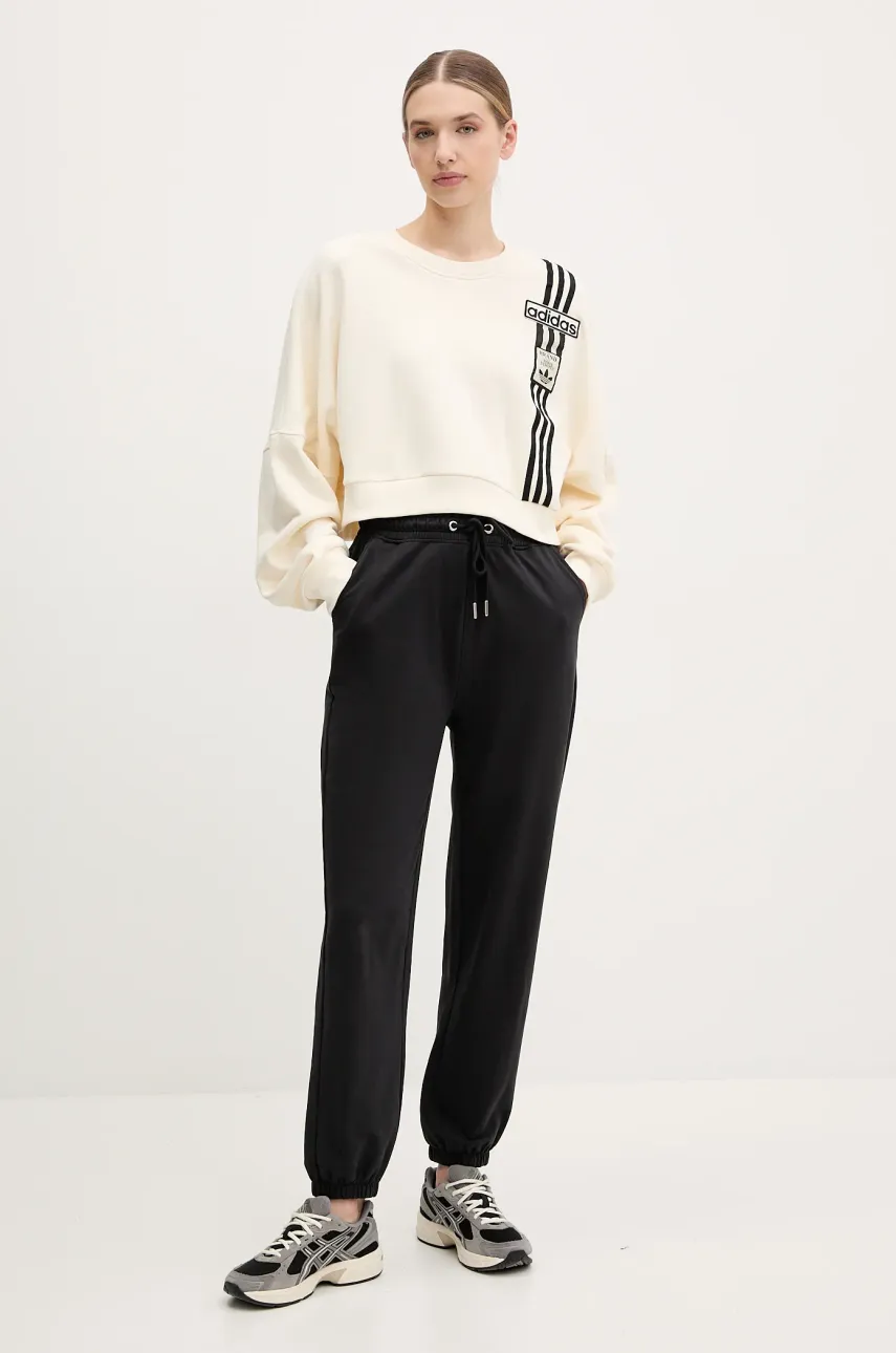 Хлопковая кофта adidas Originals Adibreak Cropped Sweatshirt женская цвет бежевый с аппликацией JD0084 Хлопковая кофта adidas Originals Adibreak Cropped Sweatshirt женская цвет бежевый с аппликацией JD0084