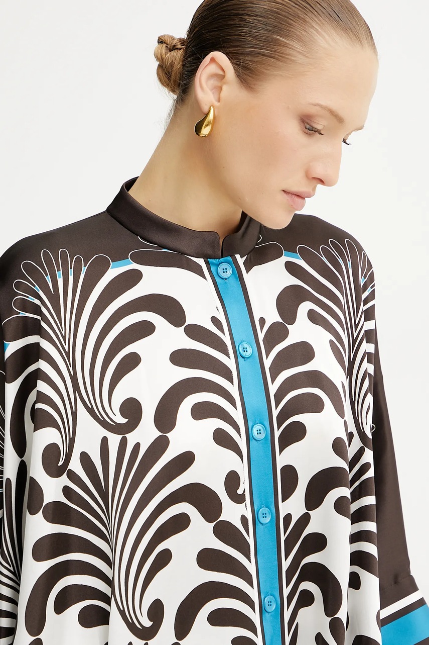 Μεταξωτό πουκάμισο Luisa Spagnoli χρώμα: καφέ, 541734 φωτογραφία