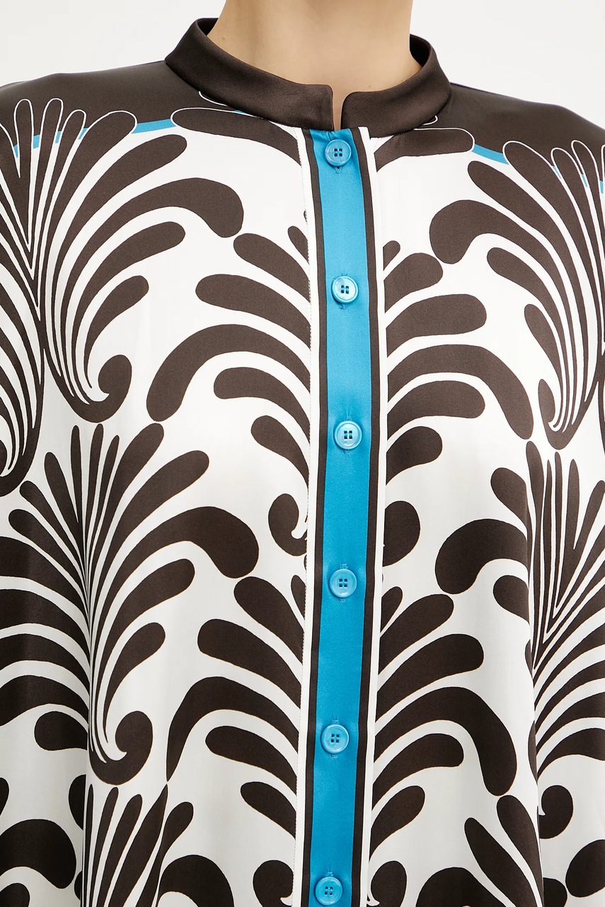 Μεταξωτό πουκάμισο Luisa Spagnoli χρώμα: καφέ, 541734 φωτογραφία