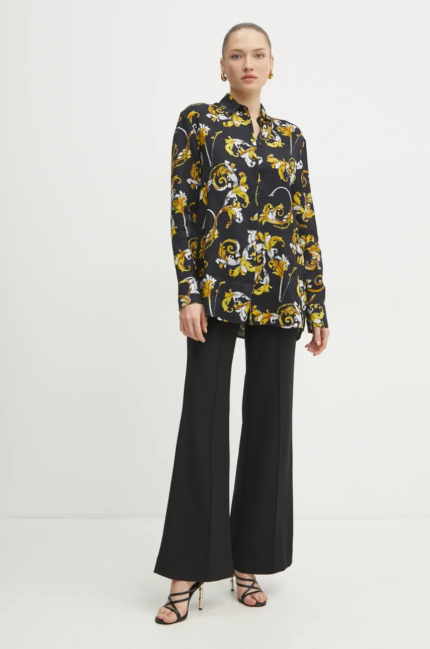 Рубашка Versace Jeans Couture женская цвет чёрный regular классический воротник 78HAL222 NS639 Рубашка Versace Jeans Couture женская цвет чёрный regular классический воротник 78HAL222 NS639