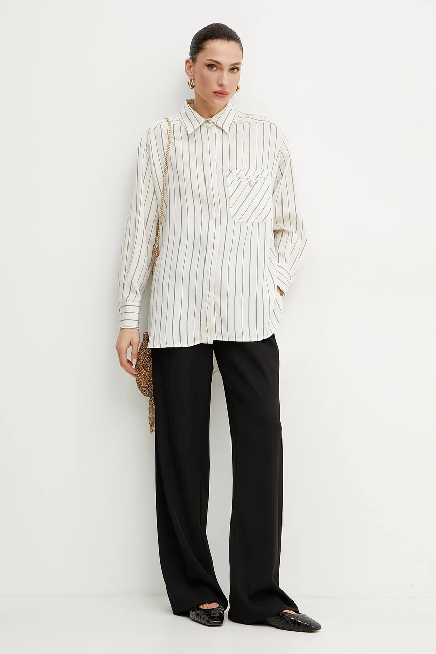 Рубашка Marella BALLATA женская цвет бежевый relaxed классический воротник 2513111031200