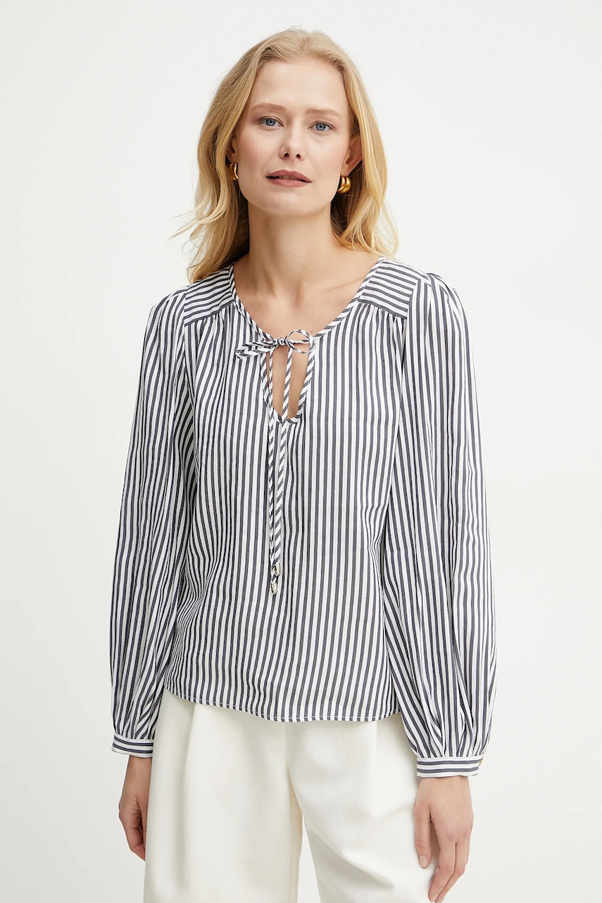Marella bluza din amestec de in ADDA femei, culoarea albastru marin, modelator, 2513111044200 Marella bluza din amestec de in ADDA femei, culoarea albastru marin, modelator, 2513111044200