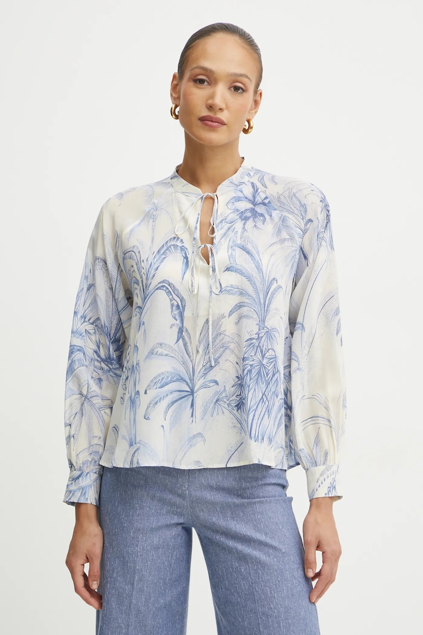Marella bluza de matase NIVEEN femei, culoarea bej, modelator, 2513111141200 Marella bluza de matase NIVEEN femei, culoarea bej, modelator, 2513111141200