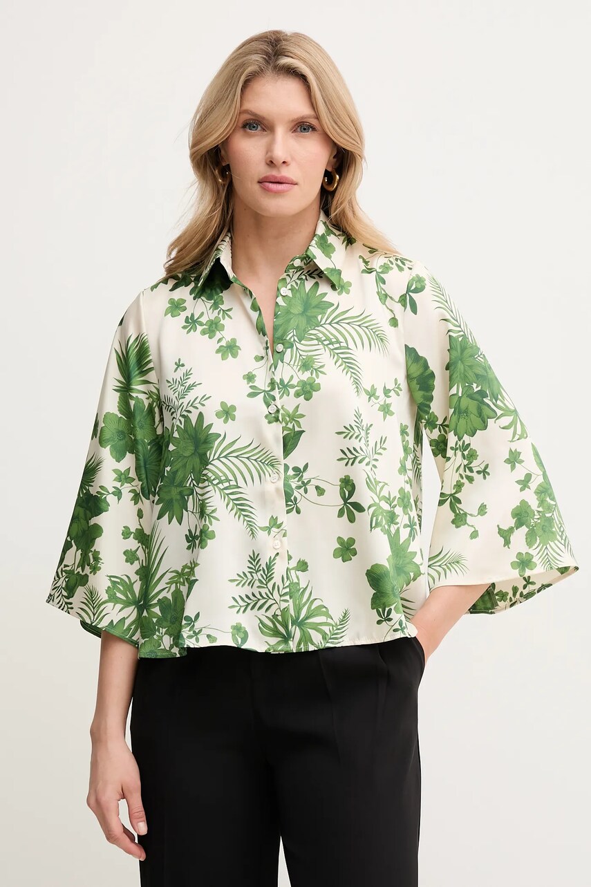 Marella cămașă Emme by Marella femei, culoarea verde, cu guler clasic, regular, 2515111082200