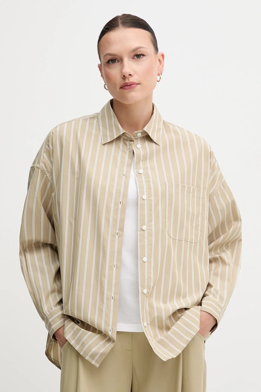 Sisley cămașă din bumbac culoarea verde, cu guler clasic, relaxed, 5LKYLQ08H